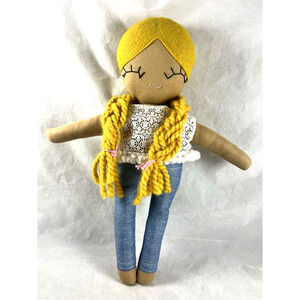 Rileymade 15" Stuffed Fabric Rag Doll Handmade St Louis Artist April Riley USA